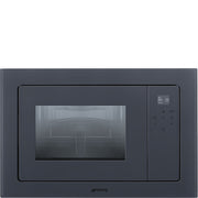 SMEG FMI120G - Mikrowelle mit Grill mit 5 Jahre Garantie, Designlinie Linea, Neptune Grey, Touch-Control, Nische 60 x 38 cm