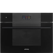 SMEG SO4104M2PB3 - Backofen mit Mikrowelle mit 5 Jahre Garantie, Designlinie Linea, Schwarz, Touch-Control, Nische 60 x 45 cm