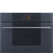 SMEG SO4104M2PG - Backofen mit Mikrowelle mit 5 Jahre Garantie, Designlinie Linea, Neptune Grey, Touch-Control, Nische 60 x 45 cm