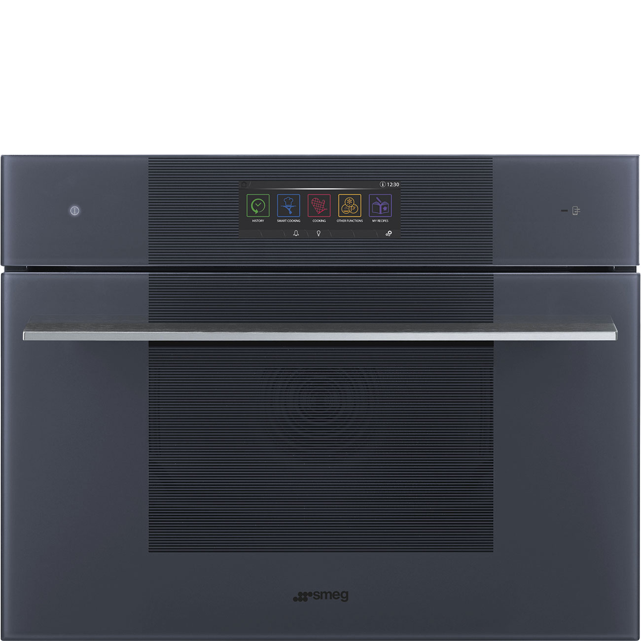 SMEG SO4106WAPG - Backofen mit Mikrowelle und Dampfunktion mit 5 Jahre Garantie, Designlinie Linea, Neptune Grey, Touch-Control, Nische 60 x 45 cm