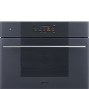 SMEG SO4106WAPG - Backofen mit Mikrowelle und Dampfunktion mit 5 Jahre Garantie, Designlinie Linea, Neptune Grey, Touch-Control, Nische 60 x 45 cm