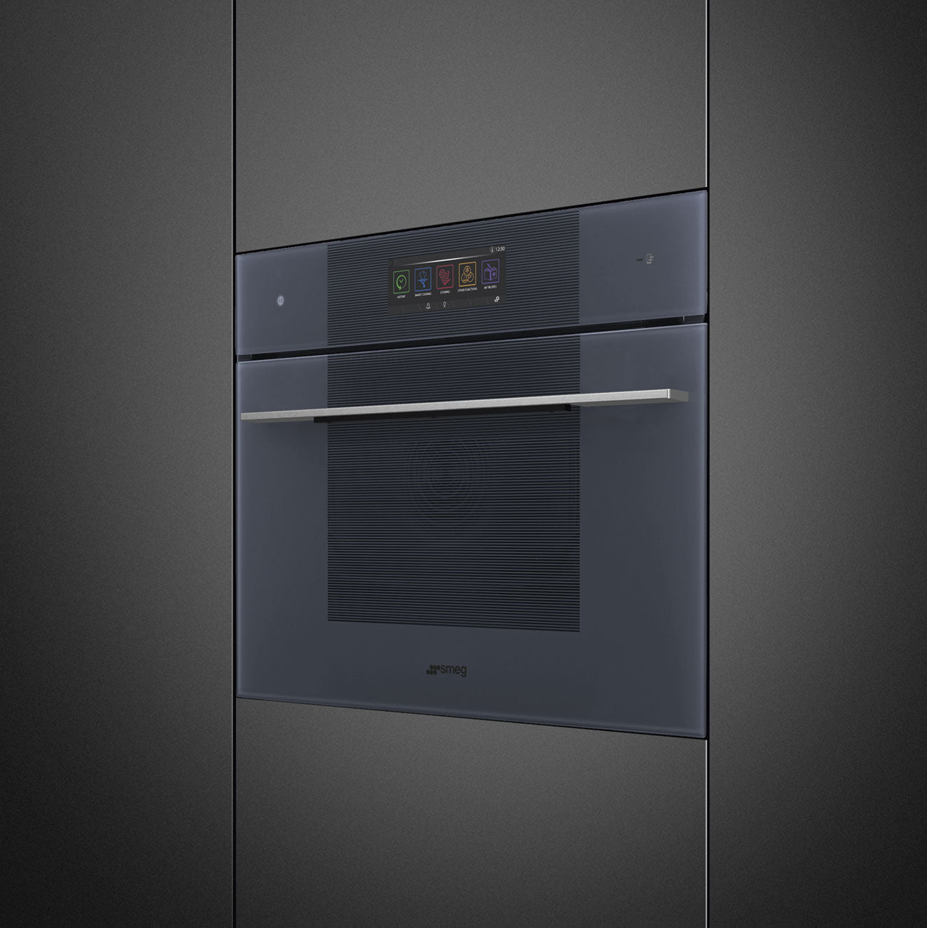 SMEG SO4106WAPG - Backofen mit Mikrowelle und Dampfunktion mit 5 Jahre Garantie, Designlinie Linea, Neptune Grey, Touch-Control, Nische 60 x 45 cm
