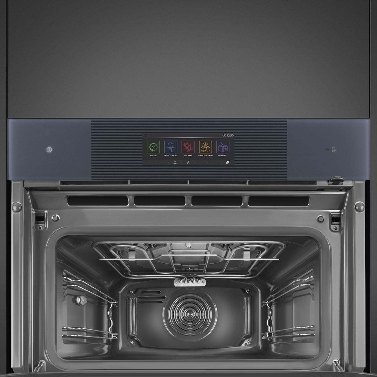 SMEG SO4106WAPG - Backofen mit Mikrowelle und Dampfunktion mit 5 Jahre Garantie, Designlinie Linea, Neptune Grey, Touch-Control, Nische 60 x 45 cm