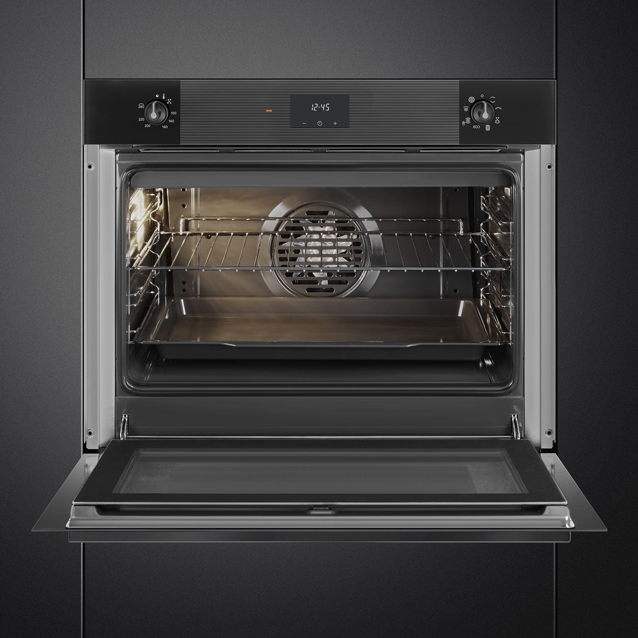 SMEG SO5100TB3 - XL Backofen mit 5 Jahre Garantie, Designlinie Linea, Schwarz, Bedienknebel, Nische 75 x 60 cm