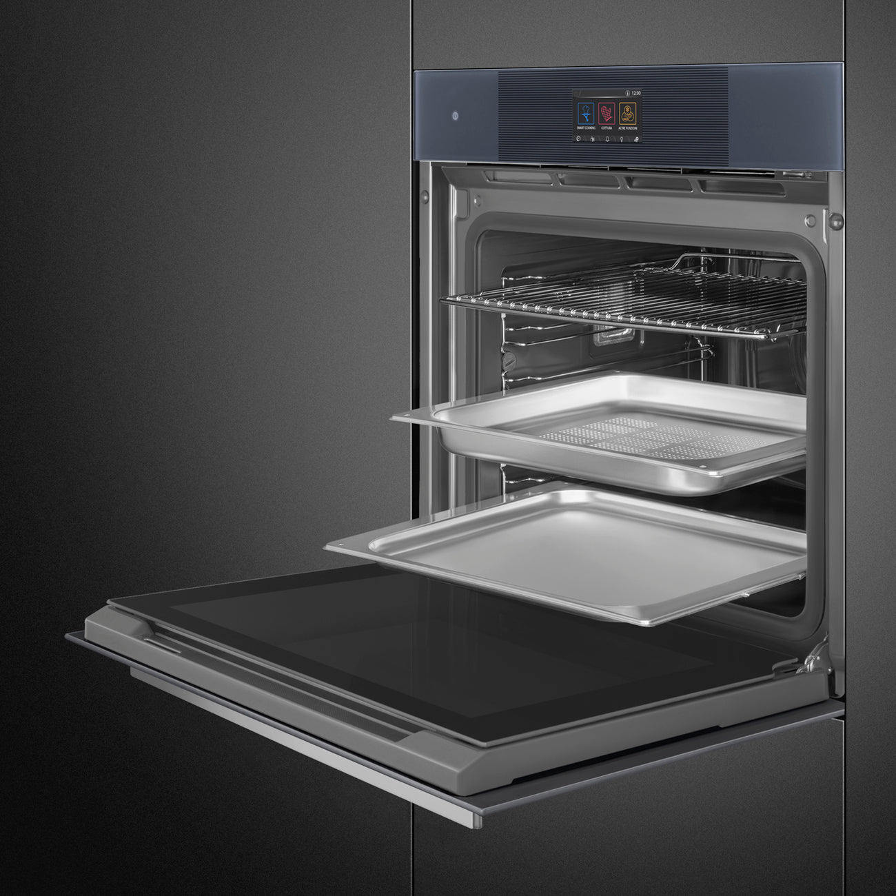 SMEG SO6104S4PG - Dampfbackofen mit 5 Jahre Garantie, Designlinie Linea, Neptune Grey, Touch-Control, Nische 60 x 60 cm