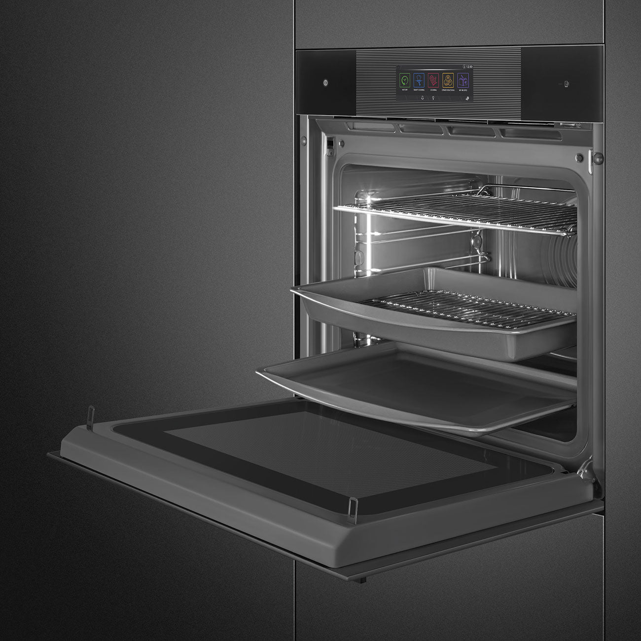 SMEG SO6106WAPB3 - Backofen mit Mikrowelle und Dampfunktion mit 5 Jahre Garantie, Designlinie Linea, Schwarz, Touch-Control, Nische 60 x 60 cm