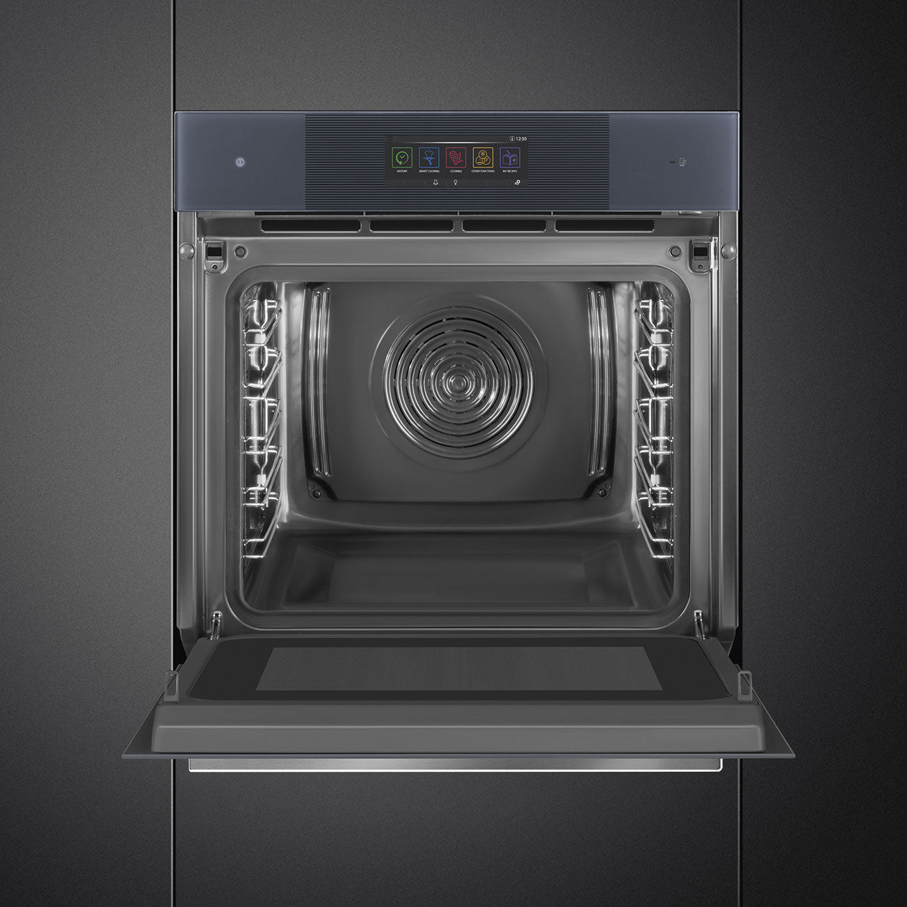 SMEG SO6106WAPG - Backofen mit Mikrowelle und Dampfunktion mit 5 Jahre Garantie, Designlinie Linea, Neptune Grey, Touch-Control, Nische 60 x 60 cm