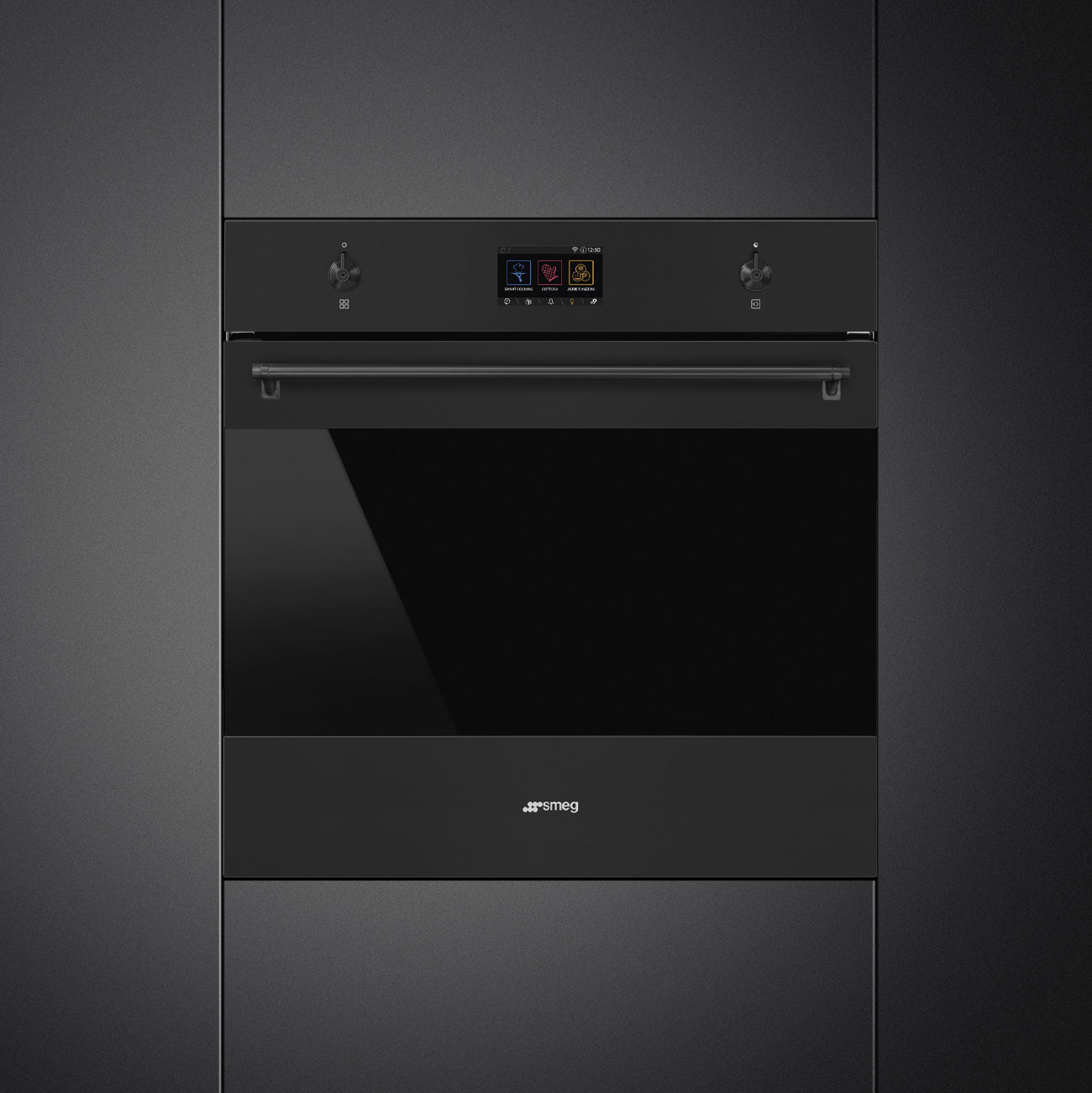 SMEG SO6303APN - Backofen mit Mikrowelle und Dampfunktion mit 5 Jahre Garantie, Designlinie Classici, Schwarz-Matt, Bedienknebel, Nische 60 x 60 cm