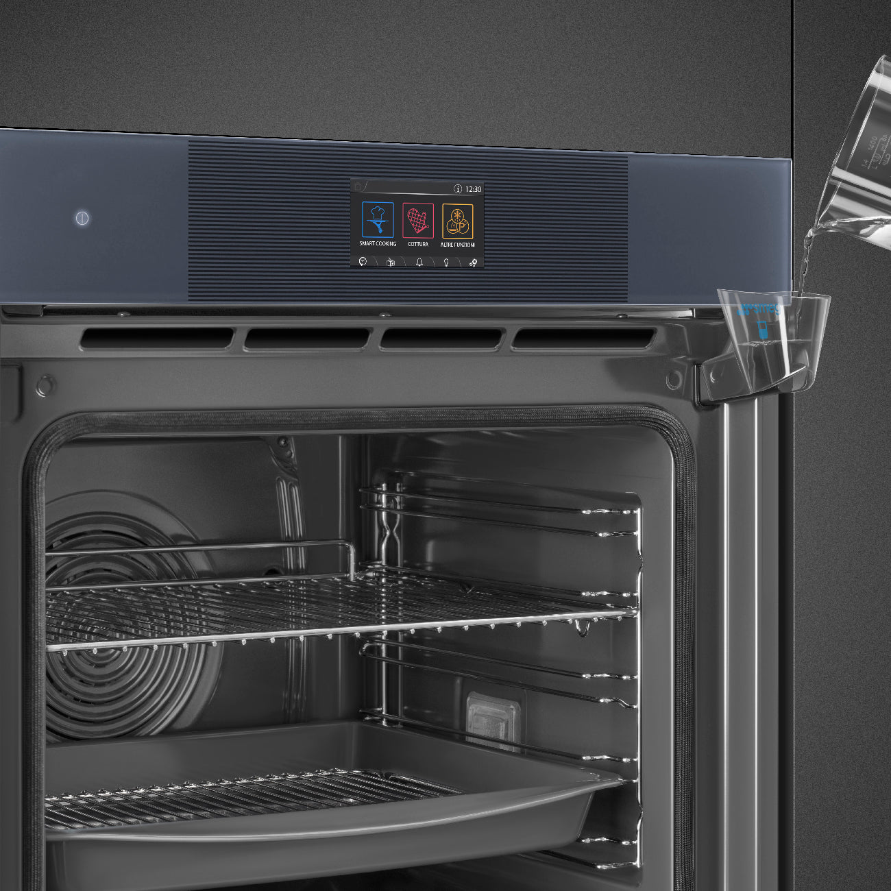 SOP6104S2PG Pyro Steam Backofen 60 cm mit Pyrolyse u. Dampfgarunterstützung - Neptune Grey Glas
