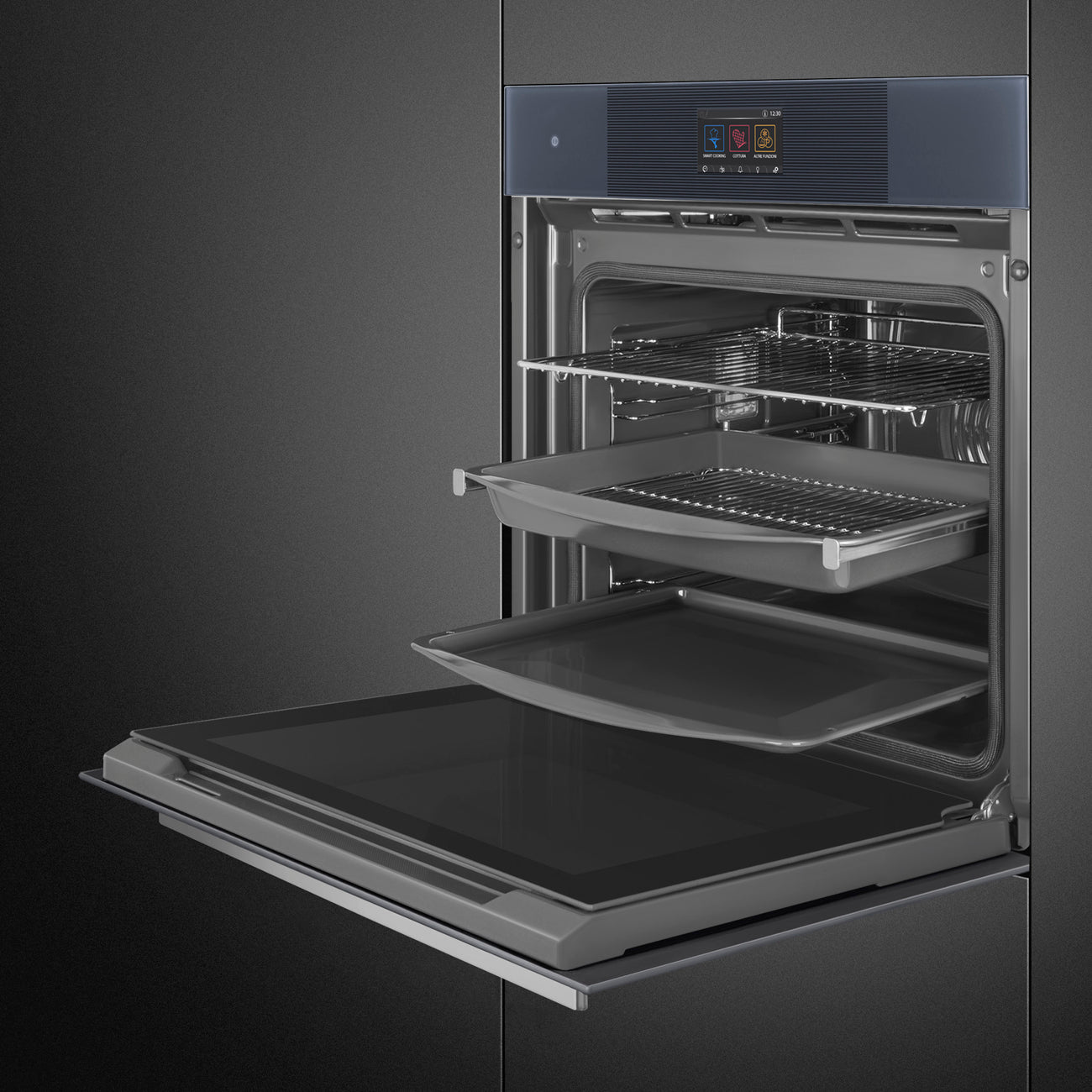 SOP6104S2PG Pyro Steam Backofen 60 cm mit Pyrolyse u. Dampfgarunterstützung - Neptune Grey Glas
