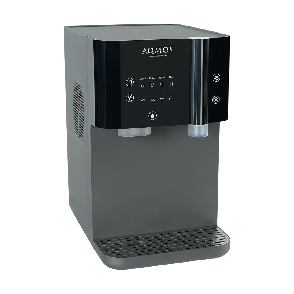 Aqmos Wasserspender DrinKing Schwarz – gekühltes stilles, sprudelndes oder heißes Osmosewasser auf Knopfdruck bis 99 °C