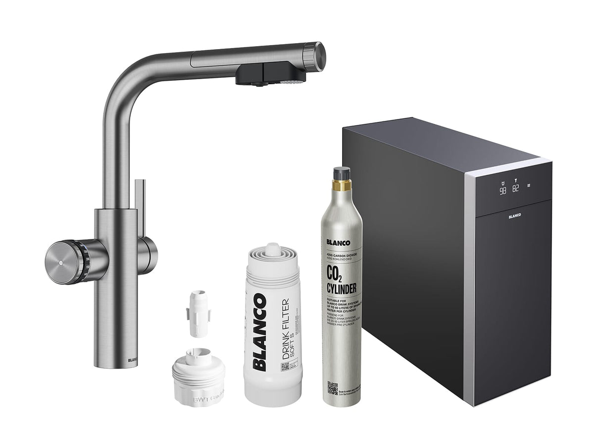 Blanco set drinkwaterkraan met montageservice | Choice Icona-L kokendwater-keukenkraan met filter- & sodafunctie (kopie)