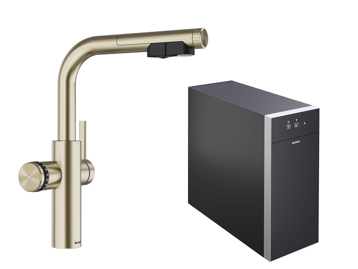 Blanco set drinkwaterkraan met montageservice | Choice Icona-L kokendwater-keukenkraan met filter- & sodafunctie (kopie)