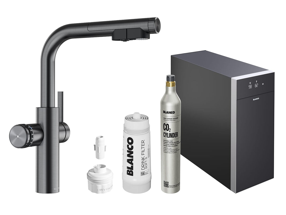 Blanco set drinkwaterkraan met montageservice | Choice Icona-L kokendwater-keukenkraan met filter- & sodafunctie (kopie)