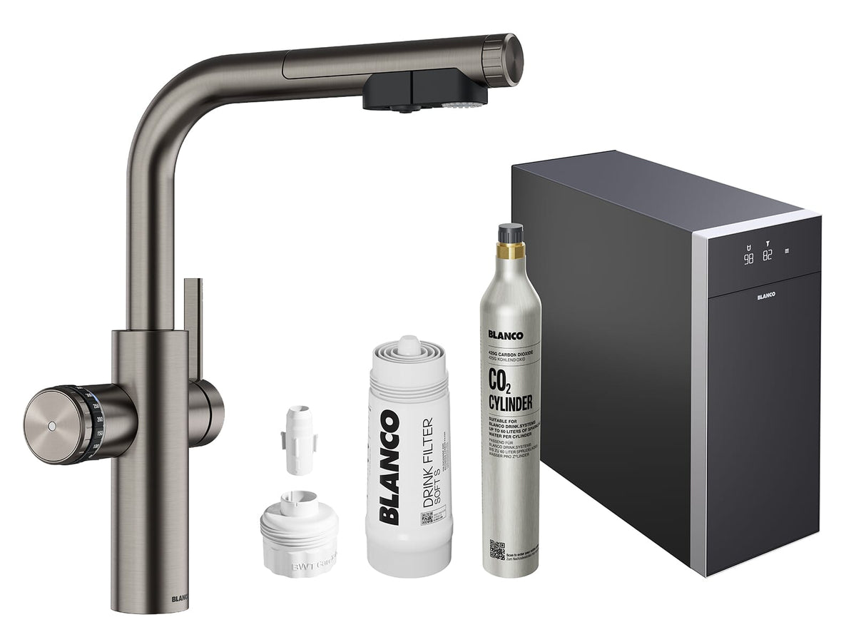 Blanco set drinkwaterkraan met montageservice | Choice Icona-L kokendwater-keukenkraan met filter- & sodafunctie (kopie)