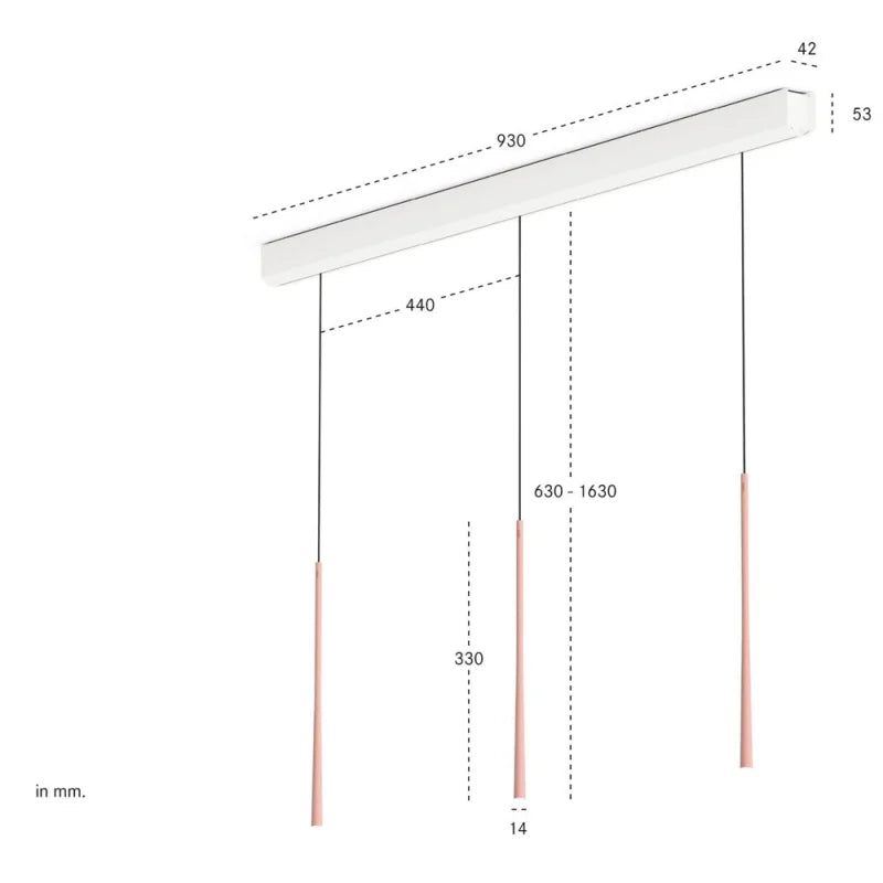 BORA Stars Pendelleuchte 3-fach linear - roségold LSLRG