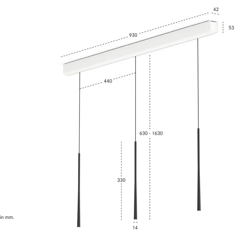 BORA Stars Pendelleuchte 3-fach linear - schwarz LSLSW