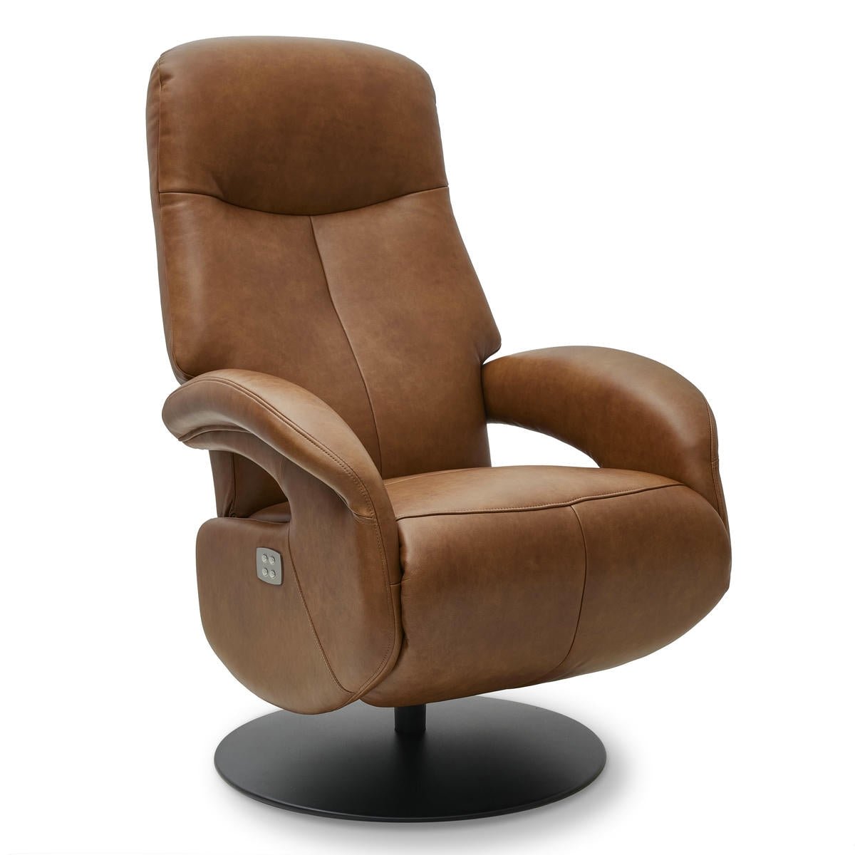 Elektrischer Relaxsessel Bull - Echtleder Cognac mit 2 Motoren