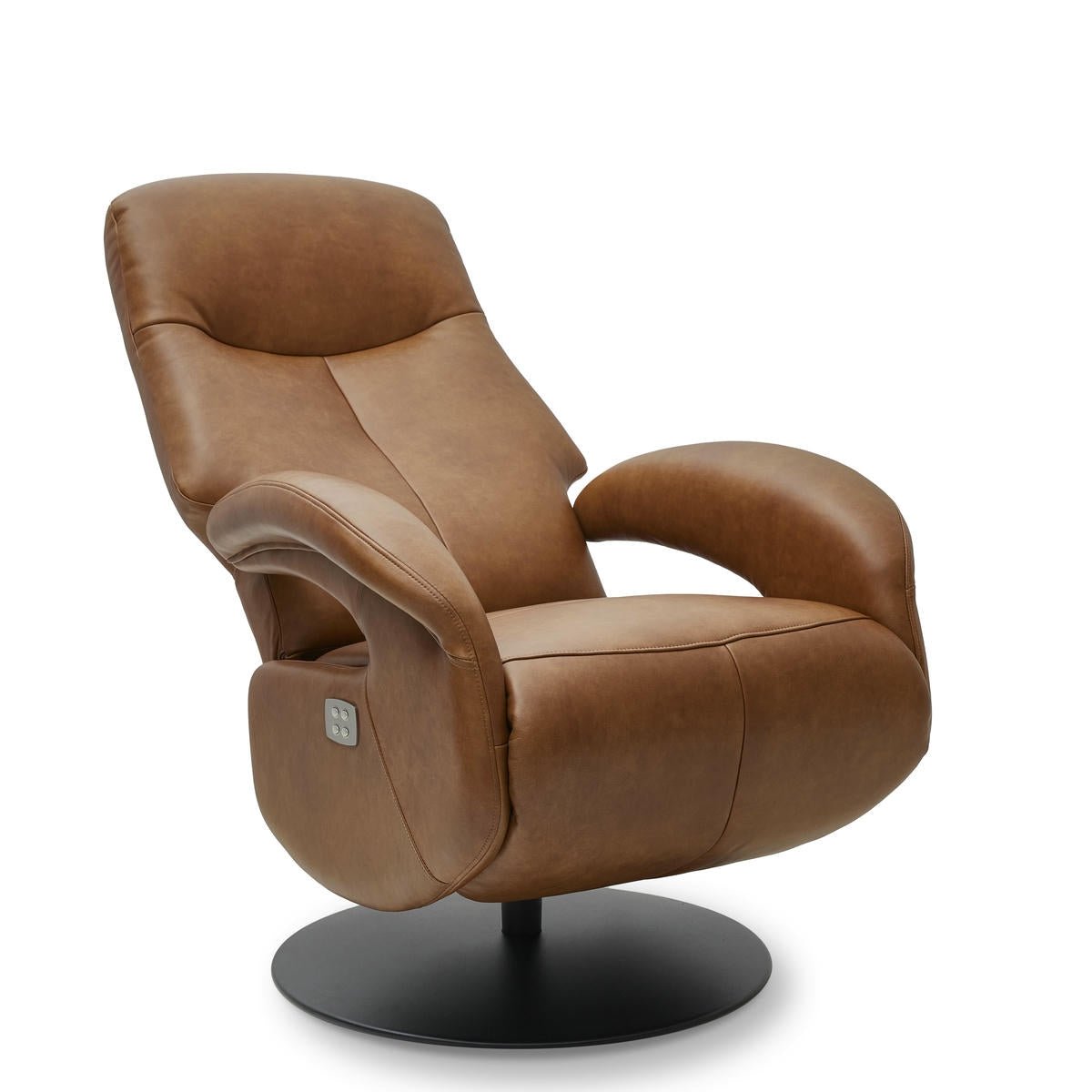Elektrischer Relaxsessel Bull - Echtleder Cognac mit 2 Motoren
