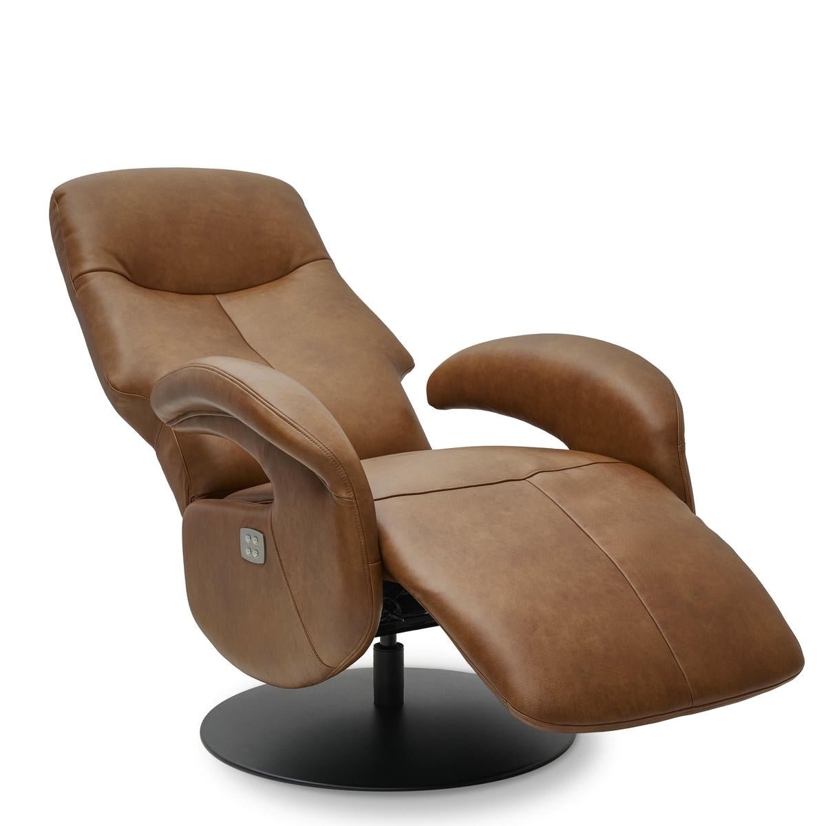 Elektrischer Relaxsessel Bull - Echtleder Cognac mit 2 Motoren