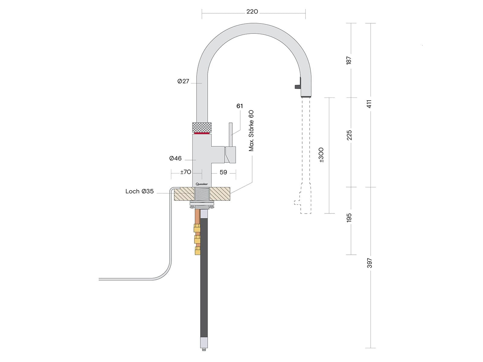 Quooker Küchenarmatur PRO3 & CUBE | Flex inkl. Cube-Filter (4x CO₂ gratis!)