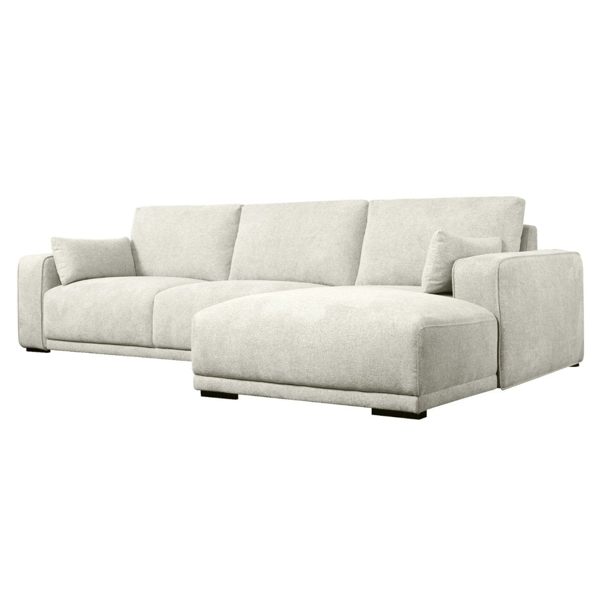 L-Form Ecksofa Rechts - Stoffbezug Creme