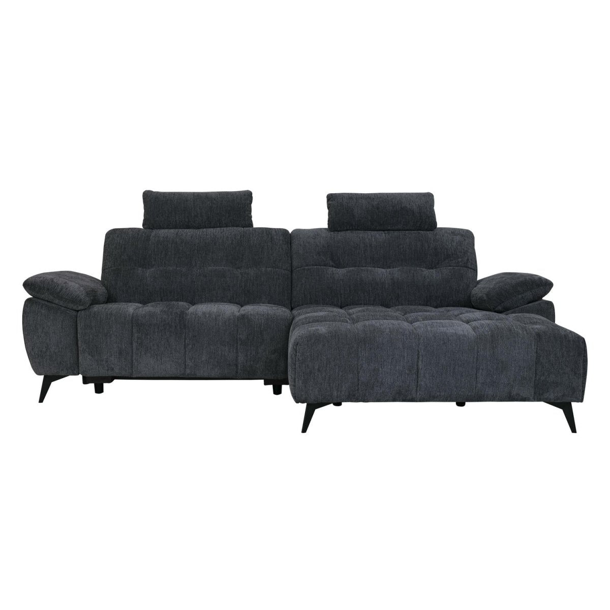 L-Form Ecksofa Rechts - mit Elektrische Relaxfunktion, USB - Stoffbezug Grau