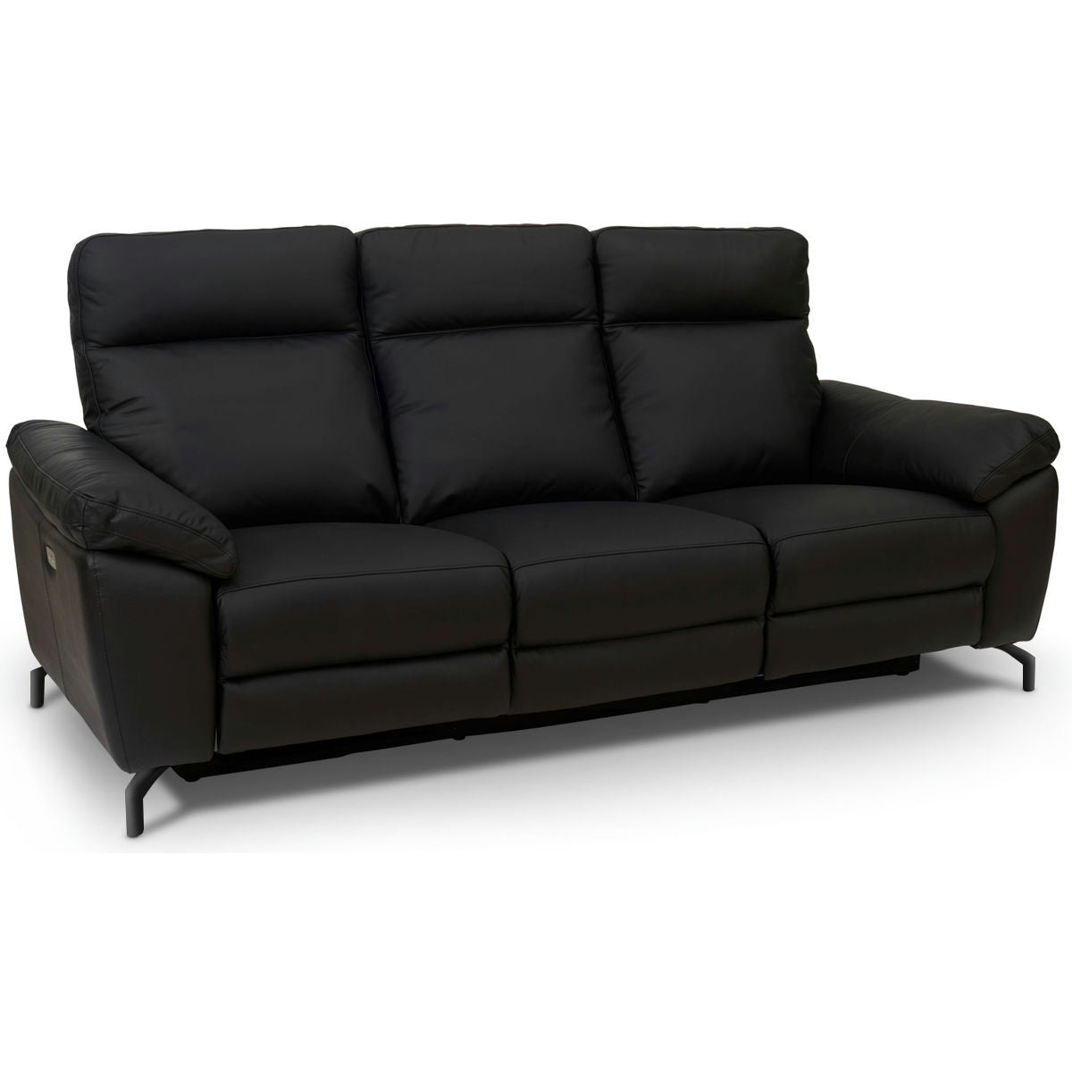 Couchgarnitur 3+2 - mit Elektrische Relaxfunktion, USB - Lederbezug Schwarz
