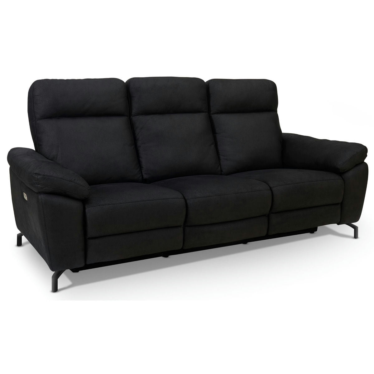 Couchgarnitur 3+2 - mit Elektrische Relaxfunktion, USB - Stoffbezug Schwarz