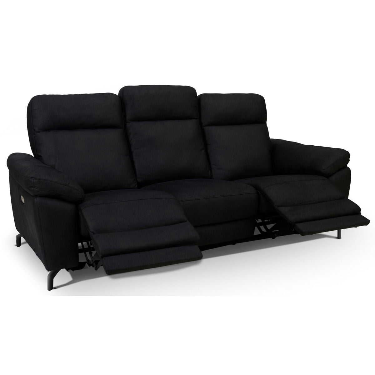 Couchgarnitur 3+2 - mit Elektrische Relaxfunktion, USB - Stoffbezug Schwarz