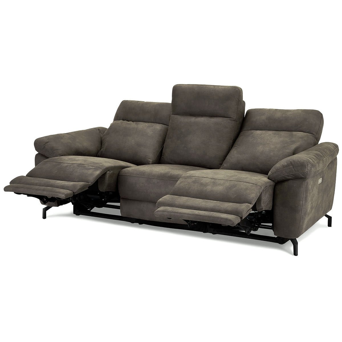 Couchgarnitur 3+2 - mit Elektrische Relaxfunktion, USB - Stoffbezug Taupe