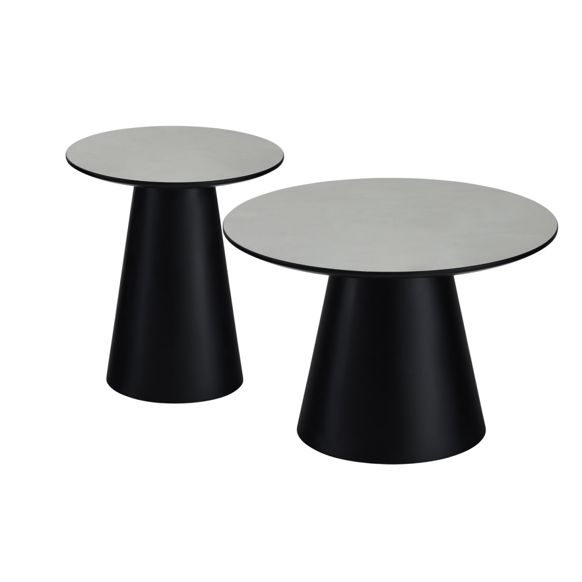 Couchtisch 2er Set ø45/60 cm - Marmoroptik Hellgrau