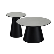 Couchtisch 2er Set ø45/80 cm - Marmoroptik Hellgrau