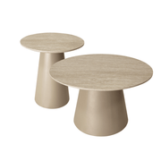 Couchtisch 2er Set ø45/80 cm - Travertine-Optik Beige