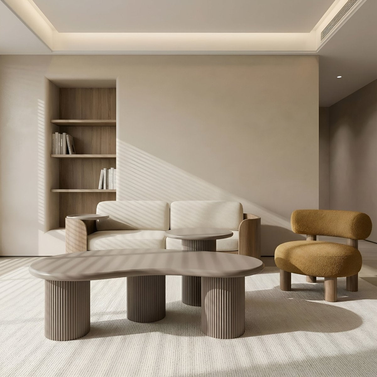 Couchtisch 2er Set ø50/130x70 cm - Taupe