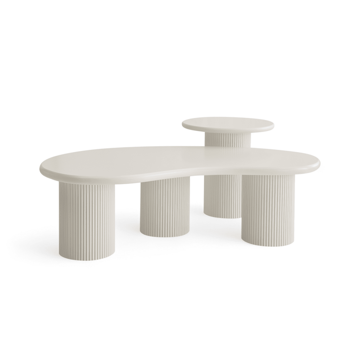 Couchtisch 2er Set ø50/130x70 cm - Weiß