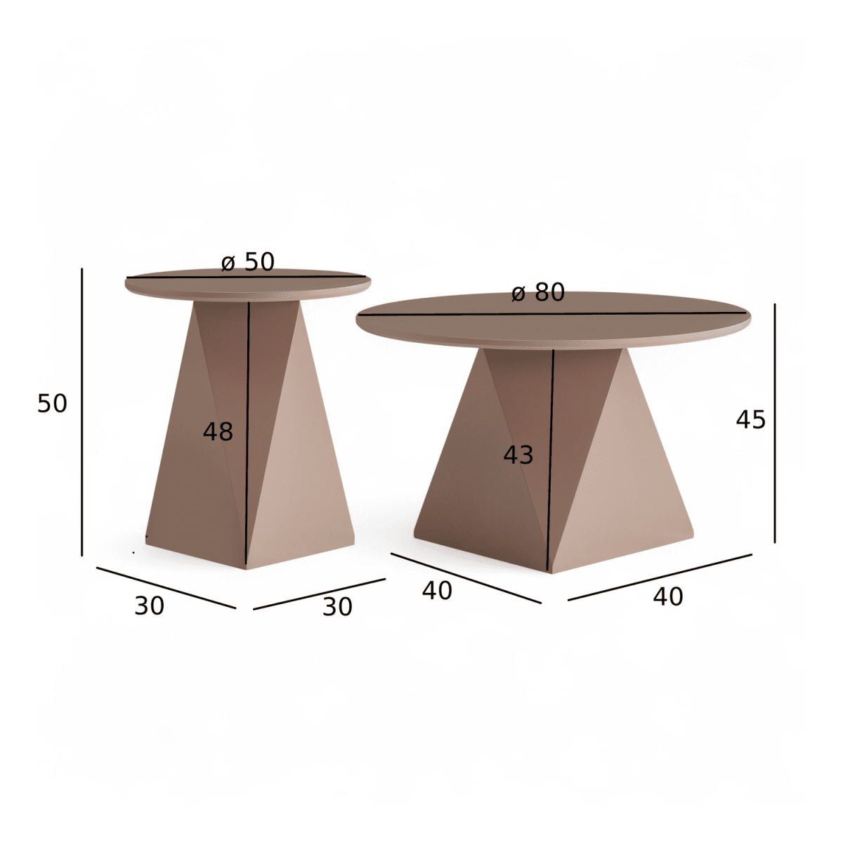 Couchtisch 2er Set ø50/80 cm - Mocca Mousse