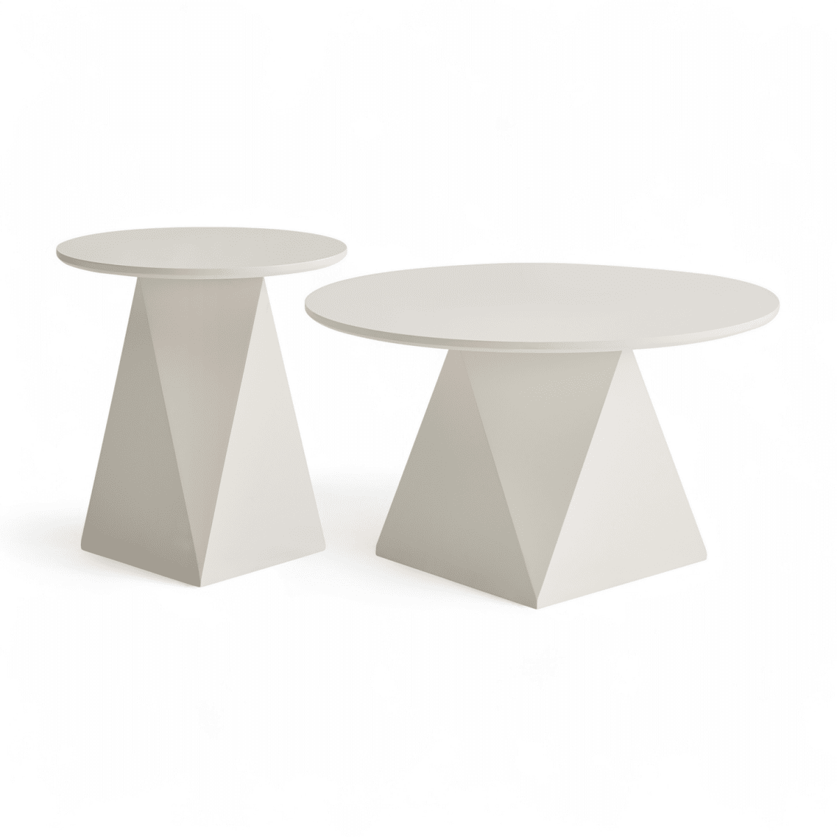Couchtisch 2er Set ø50/80 cm - Weiß