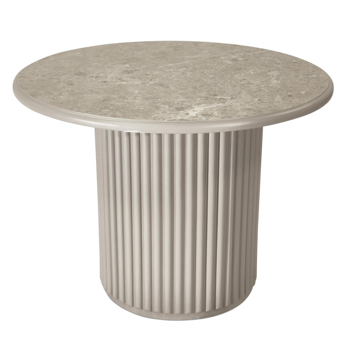 Couchtisch 2er Set ø60/80 cm - Marmoroptik & Lamellenoptik Beige