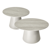 Couchtisch 2er Set ø60/80 cm - Travertine-Optik Grau
