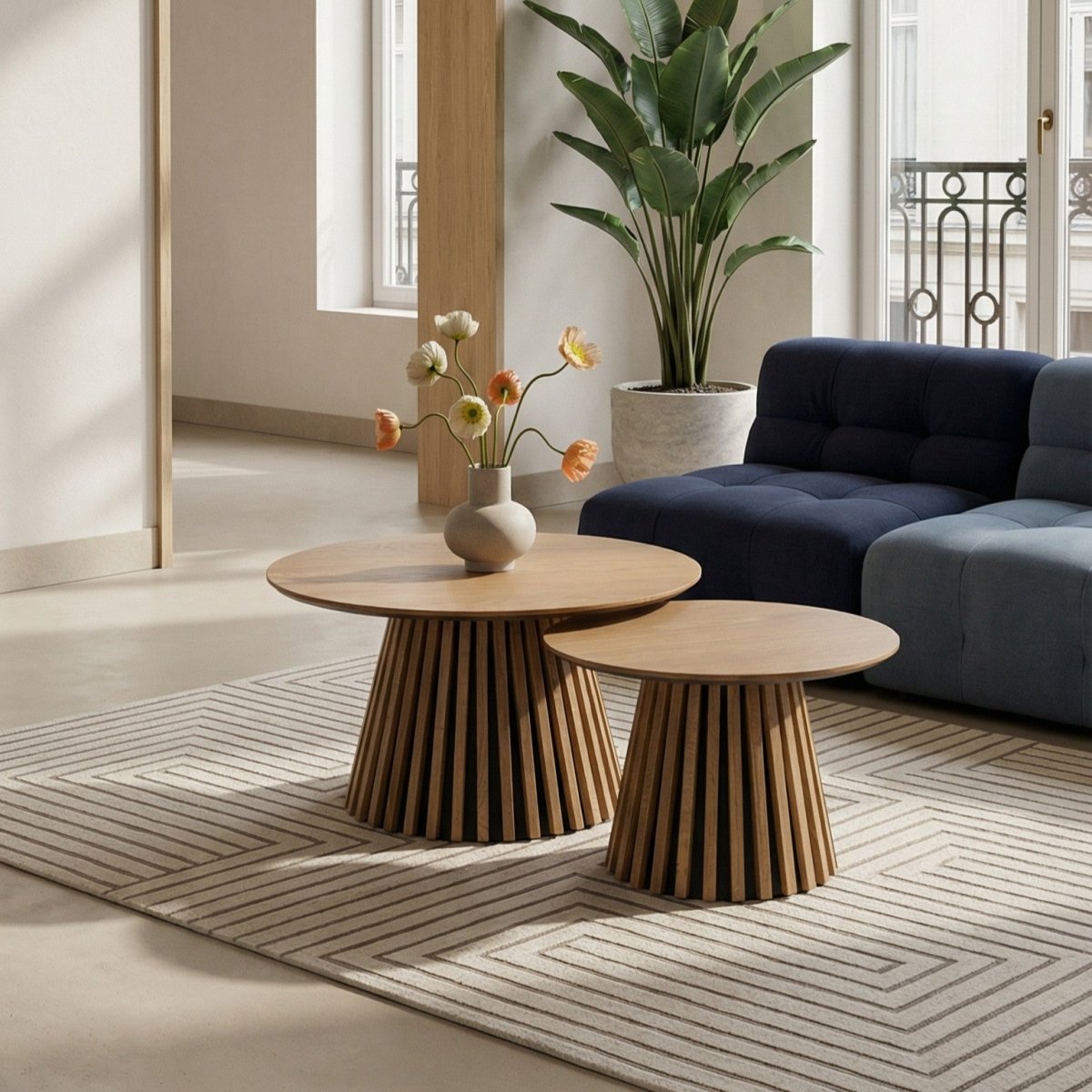 Couchtisch 2er Set ø60/80 cm - Wildeiche Natur