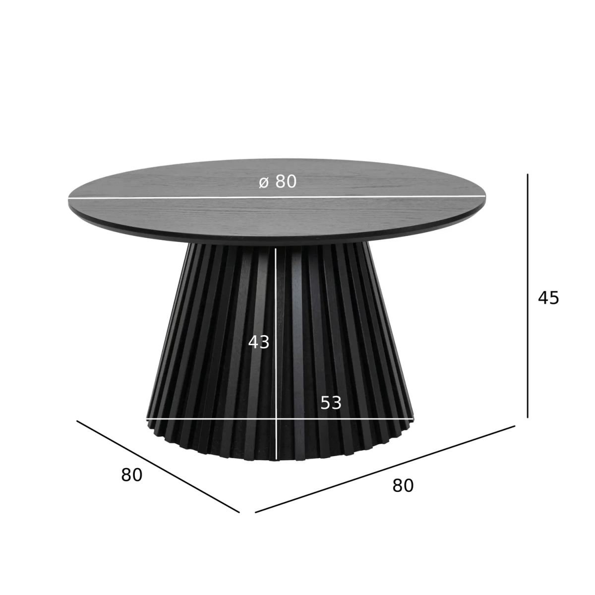 Couchtisch Rund ø80 cm - Eiche Schwarz