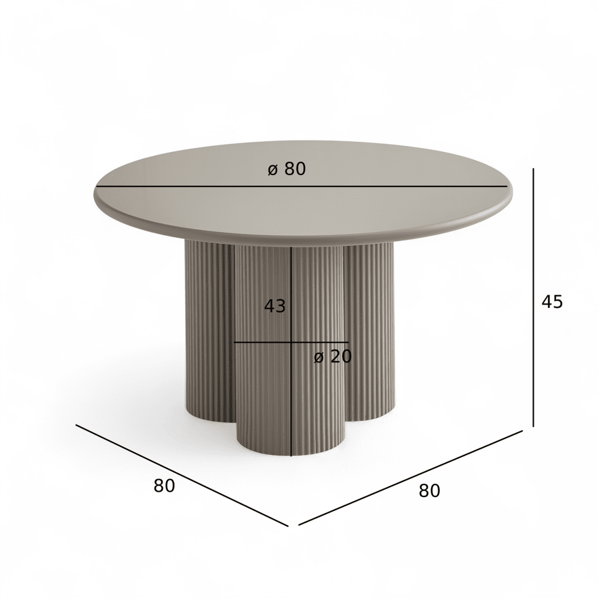 Couchtisch Rund ø80 cm - Taupe