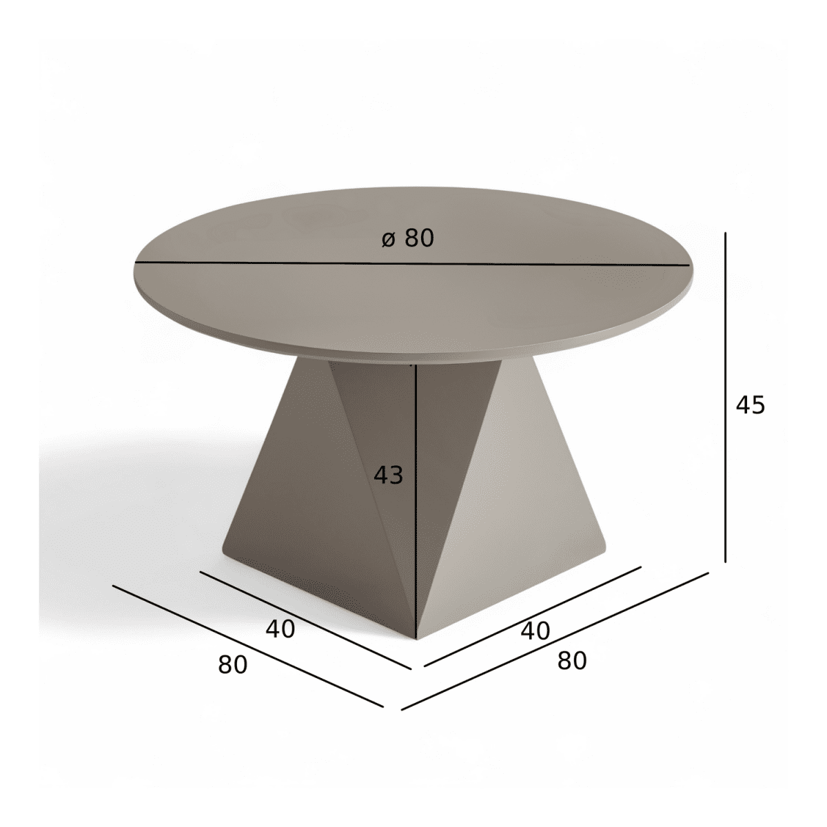 Couchtisch Rund ø80 cm - Taupe