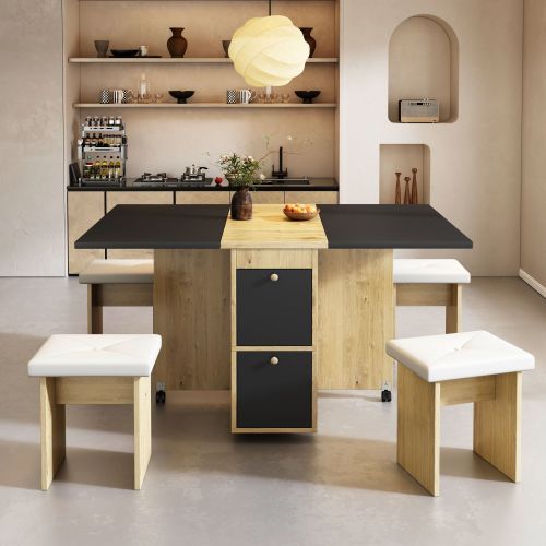 Esszimmer-Set mit Spanplatten-Tisch