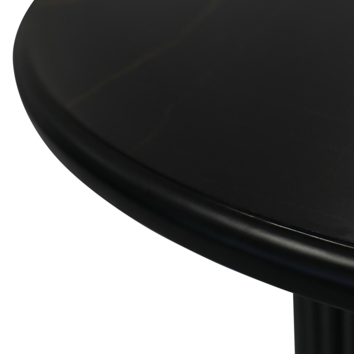 Couchtisch Rund ø60 cm - Marmoroptik & Lamellenoptik Schwarz