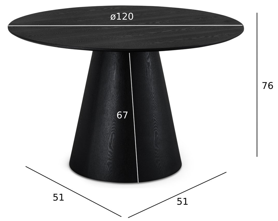 Essgruppe mit 4 Stühle und Esstisch - ø120 cm Schwarz