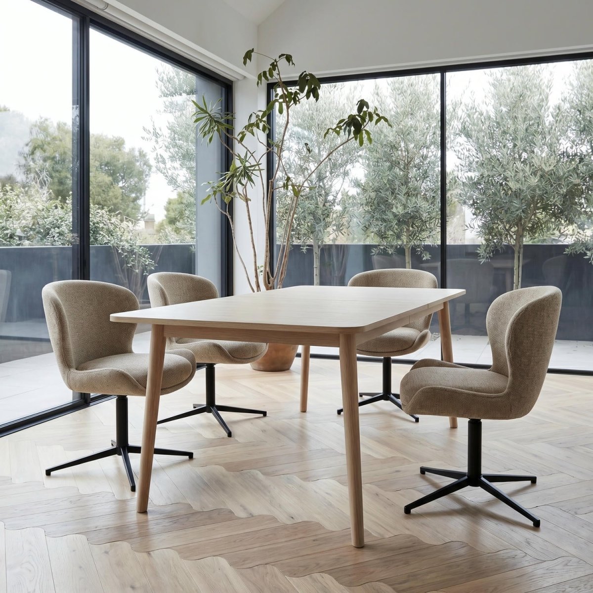 Esstisch 200x100 cm ausziehbar bis 300 cm – Eiche bianco Nyborg