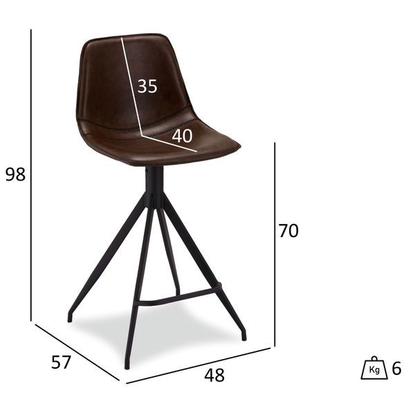 4er Set Barhocker Isabel - Drehbar - Dunkelbraun