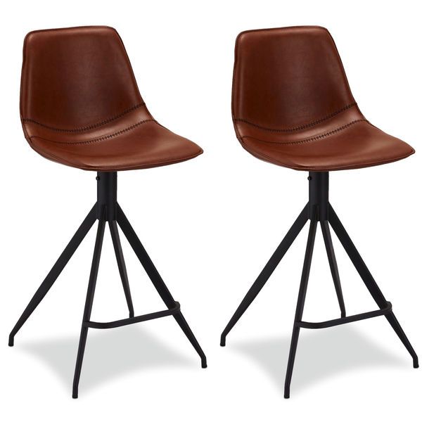 2er Set Barhocker - Cognac Braun